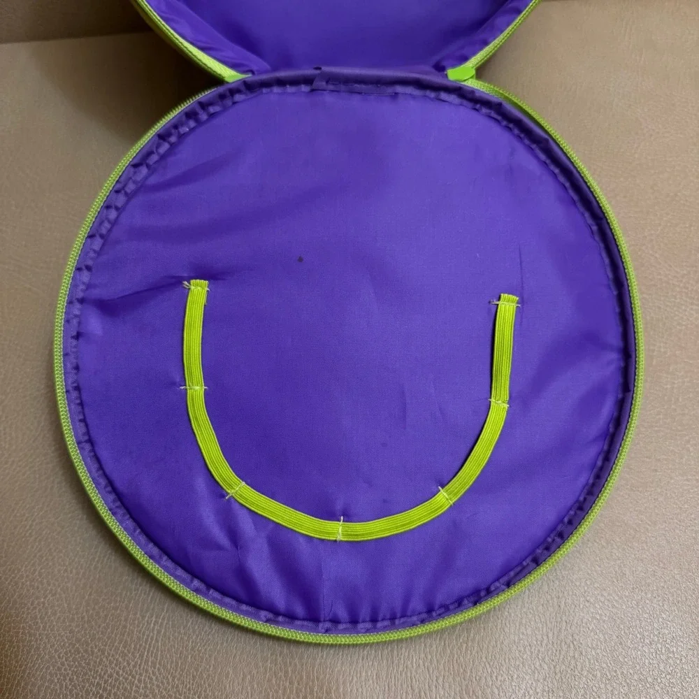 Vintage Polly Pocket Carrying Case Purple Lime Green Round Storage Bag 2000s